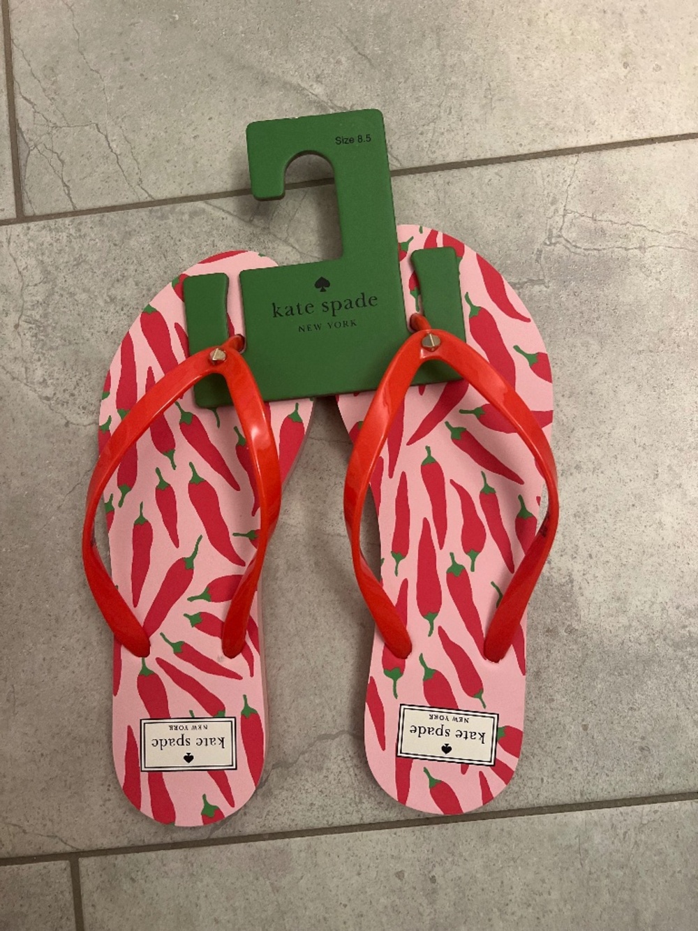 kate spade Pink & Red Chili Print Flip Flop Sandals